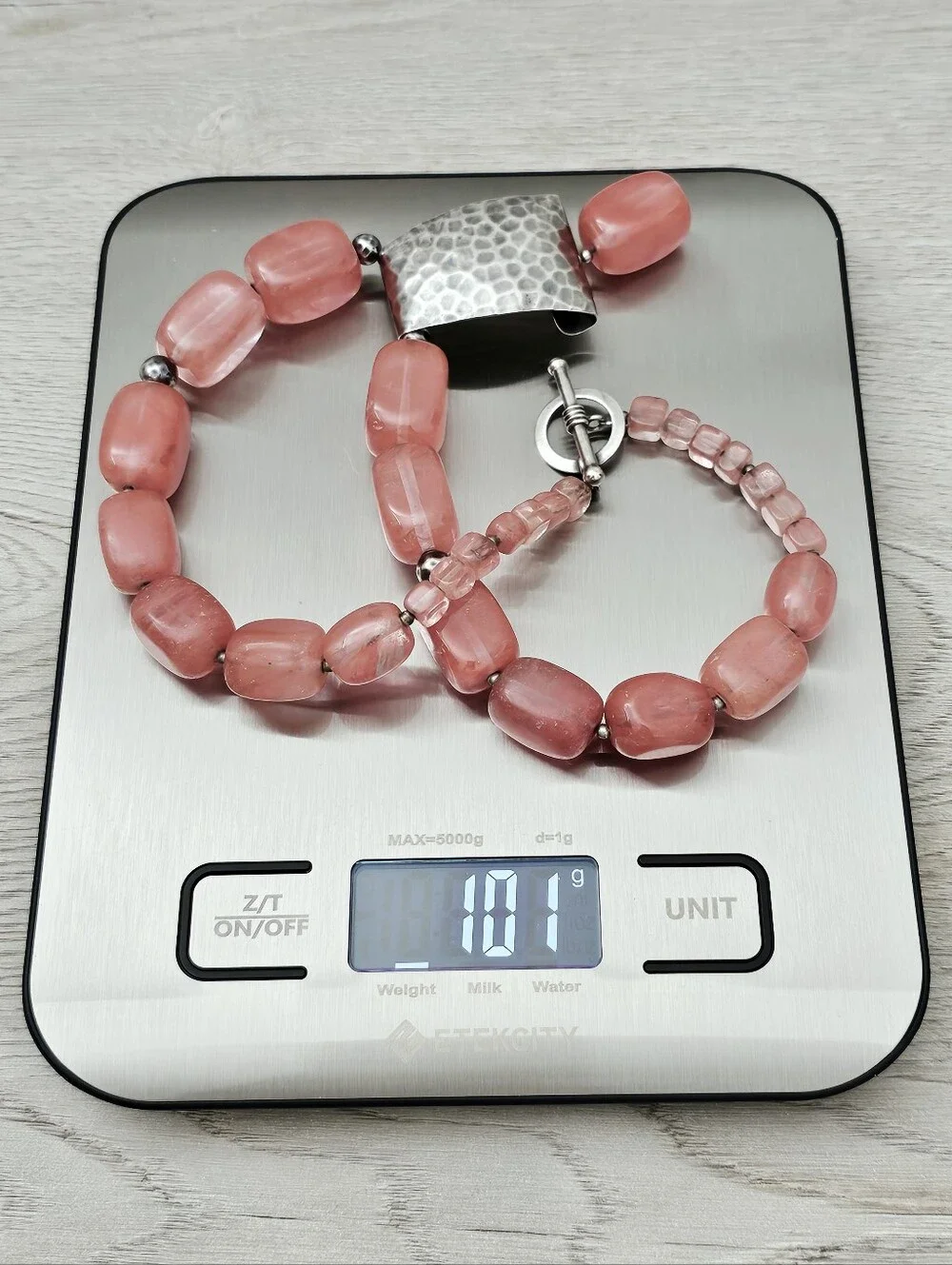 Silpada Sterling Silver Cherry Quartz Chunk Bead Hammered Pendant Necklace N1188